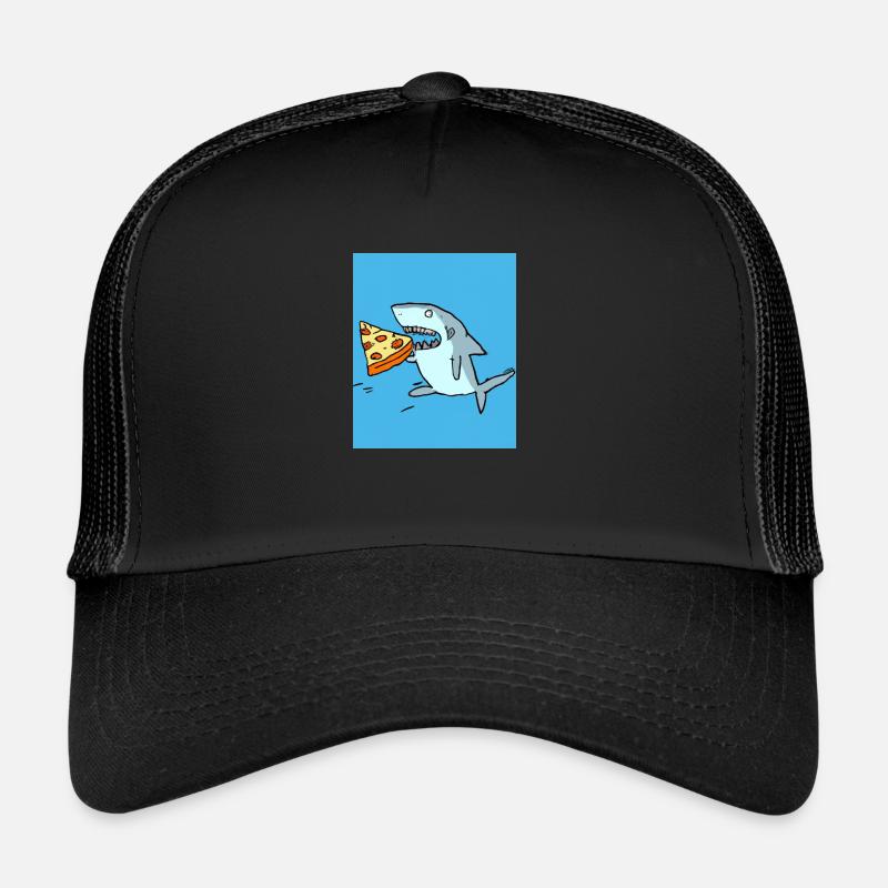 Weißer Hai Haifisch Isst Pizza Trucker Cap