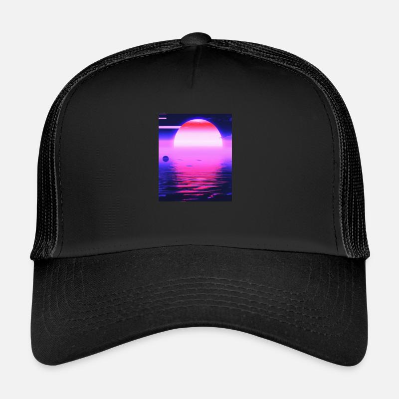 Vaporwave Sun Synthwave Sunset Trucker Cap