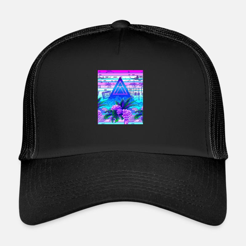 Synthwave Sun Hawaii Vaporwave Aesthetic Trucker Cap