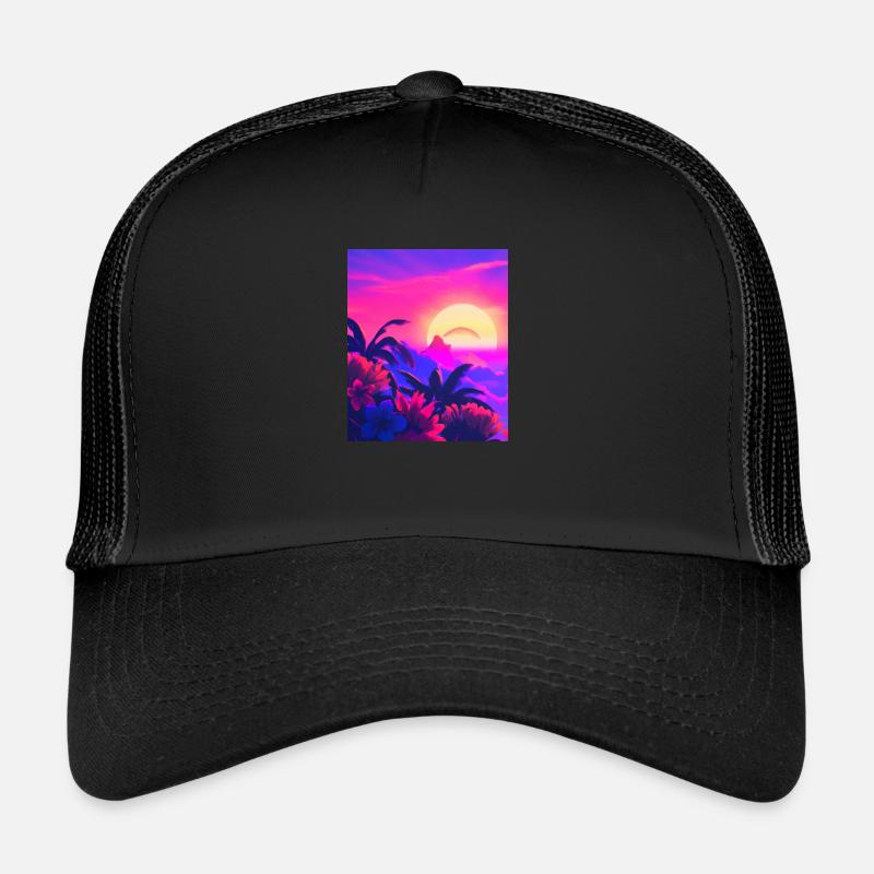 Synthwave Sun Hawaii Vaporwave Esthétique Casquette trucker 