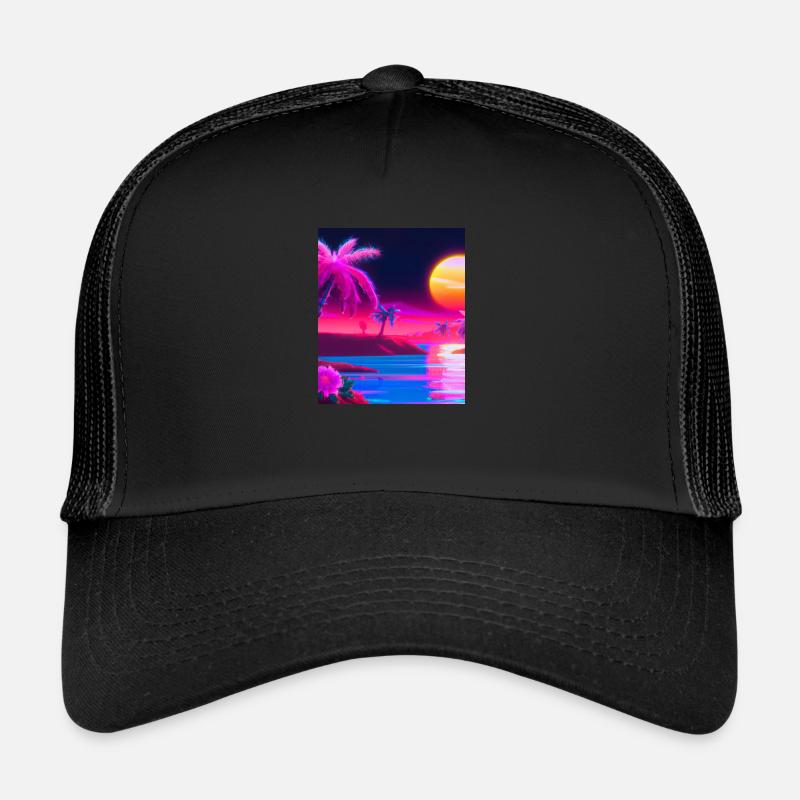 Synthwave Sun Hawaii Vaporwave Esthétique Casquette trucker 