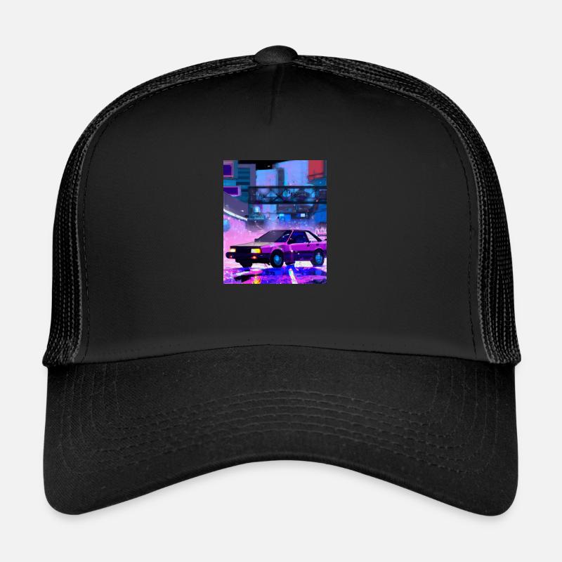 Vaporwave Aesthetic Synthwave Car Trucker Cap