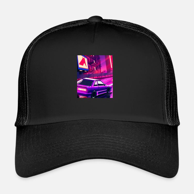 Vaporwave Aesthetic Synthwave Car Trucker Cap