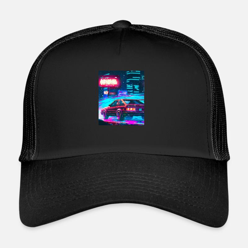 Vaporwave Esthétique Synthwave City Casquette trucker 