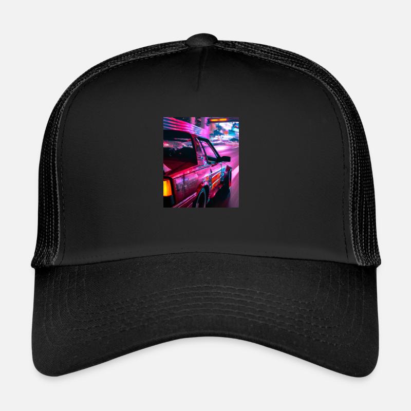 Vaporwave Aesthetic Synthwave Car Trucker Cap