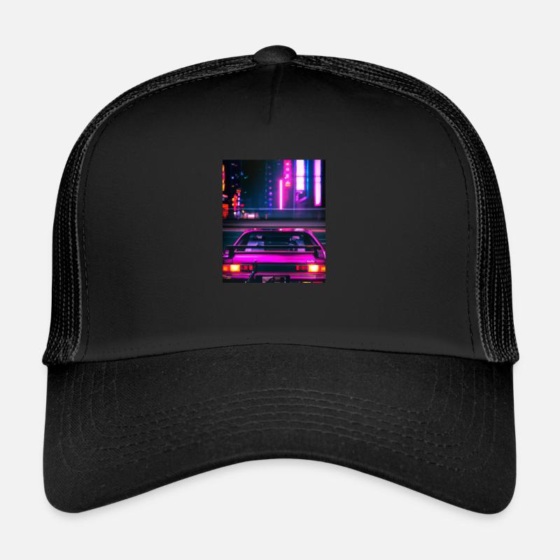 Vaporwave Aesthetic Synthwave Car Trucker Cap