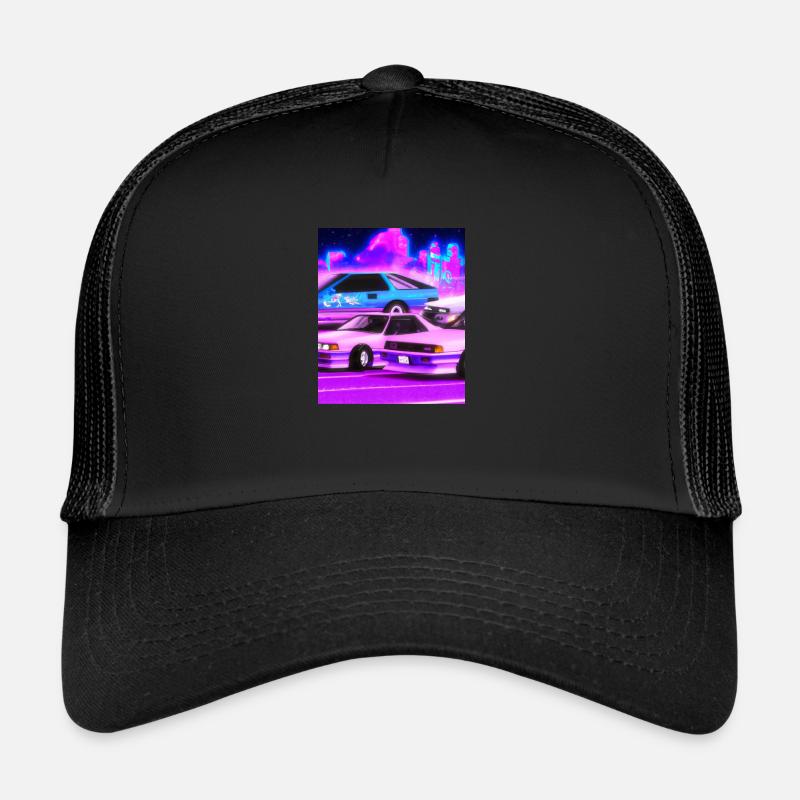 Vaporwave Aesthetic Synthwave Car Trucker Cap