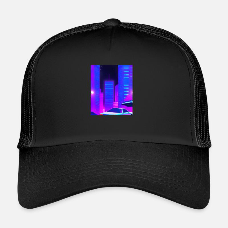 Vaporwave Esthétique Synthwave City Casquette trucker 