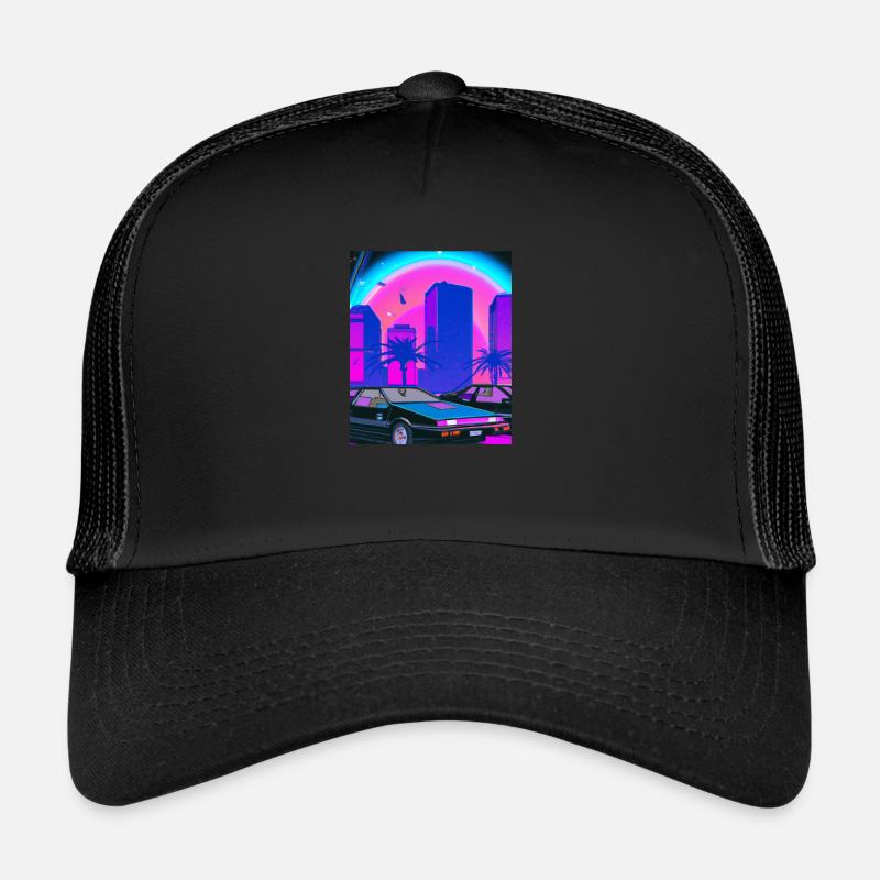 Vaporwave Esthétique Synthwave City Casquette trucker 