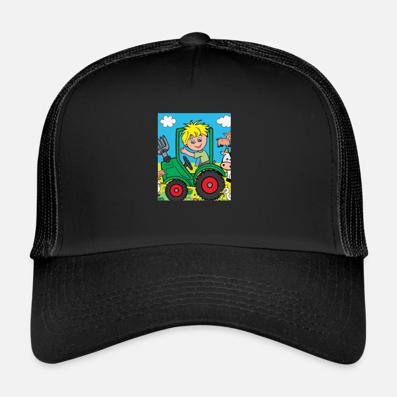Tracteur vert anniversaire animaux de la ferme Casquette trucker 