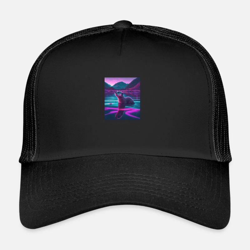 Cool Sea Otter Design Synthwave Wandering Otter Casquette trucker 