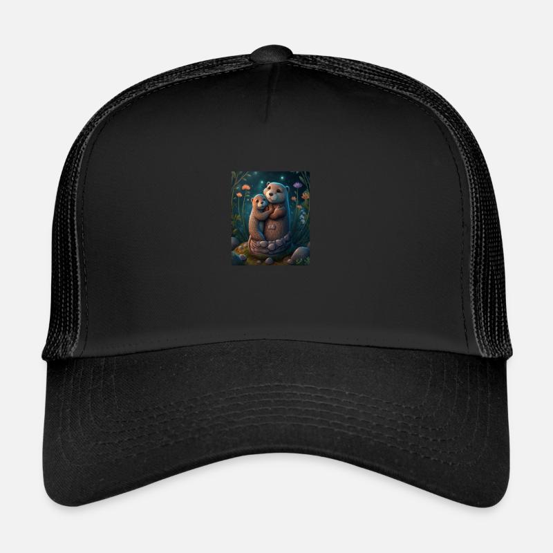 Mignon bébé loutre Amour de la mère Bébé Loutre Casquette trucker 