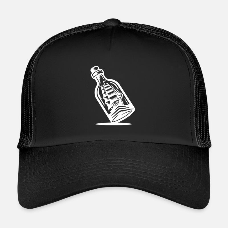 Embarquez dans une bouteille avec voiles fixes Casquette trucker 