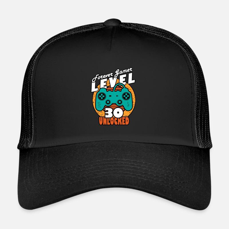 30. Geburtstag Level 30 Spieler - Trucker Cap - Schwarz/Schwarz