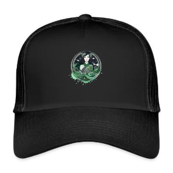 manga,anime, woman, green eyes, gothic - Trucker Cap - black/black - Front