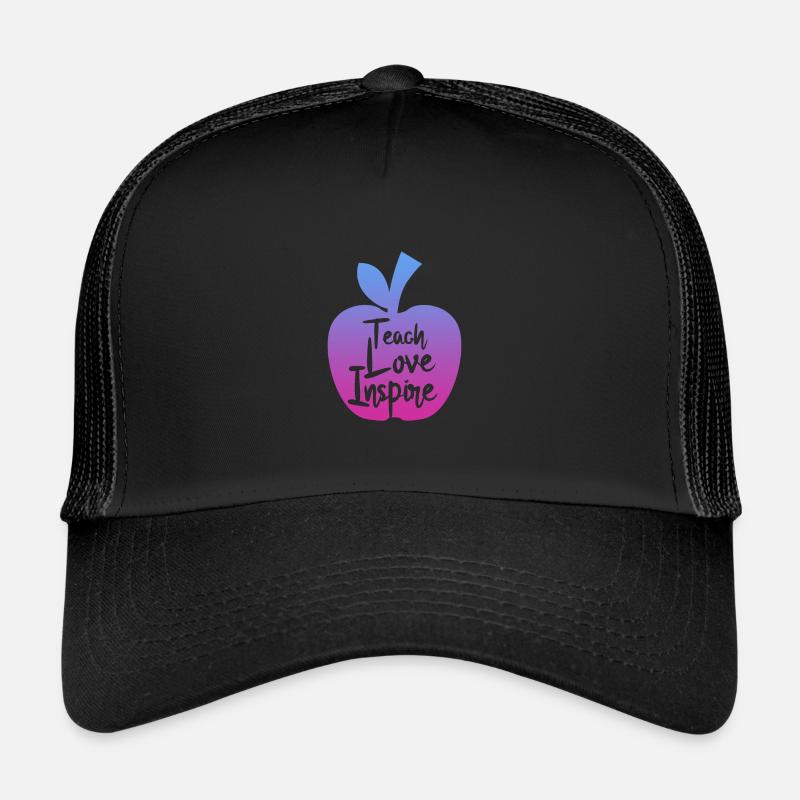 teacher teach love inspire - Trucker Cap - Schwarz/Schwarz