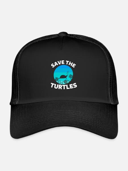 Rétro Créature Marine Océan Animal Sauvez les Tortues - Casquette trucker  - noir/noir - Devant
