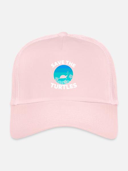 Rétro Créature Marine Océan Animal Sauvez les Tortues - Casquette trucker  - rose pâle - Devant