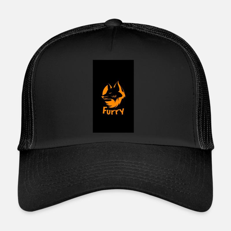 Furry Subtile Fox orange - Trucker Cap - Schwarz/Schwarz