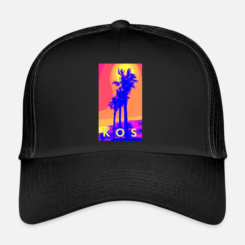 3 palm trees on Kos Trucker Cap