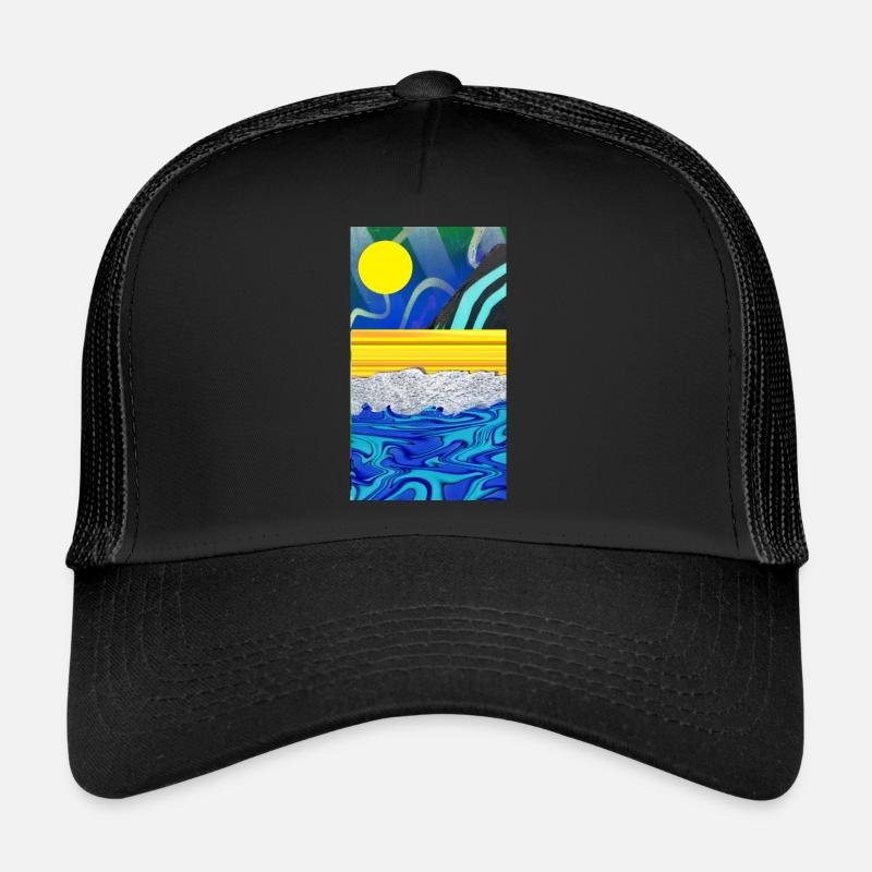 sea,sand,sky,sun graffiti landscape - Trucker Cap - black/black