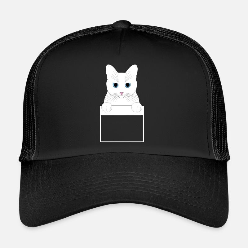 Chat blanc poche Casquette trucker 