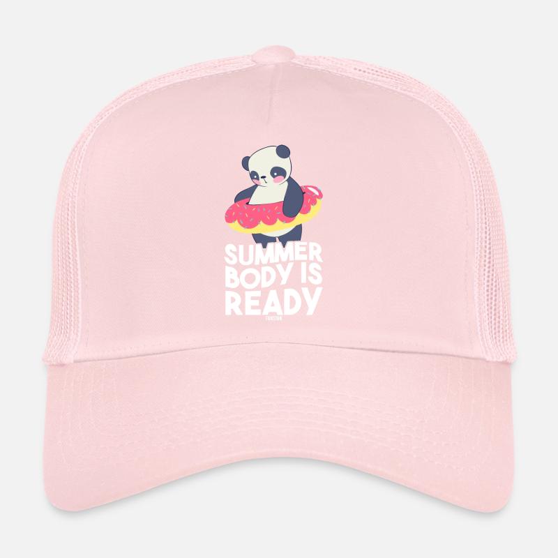 Panda child in summer with a donut Trucker Cap