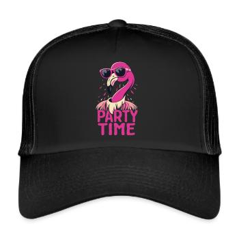 Flamingo Party Time - Fun, Feathers and Celebrations - Trucker Cap - black/black - Front