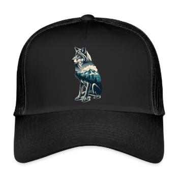 In harmony with nature: The wolf of the mountain - Trucker Cap - black/black - Front