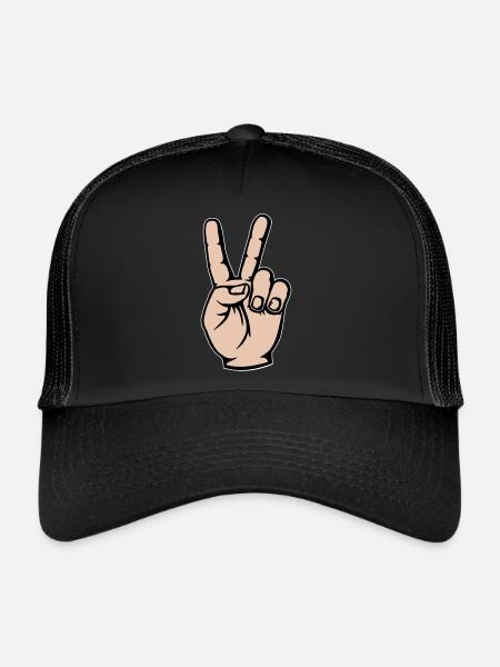 Viktory Signe de Paix Main - Casquette trucker  - noir/noir - Devant