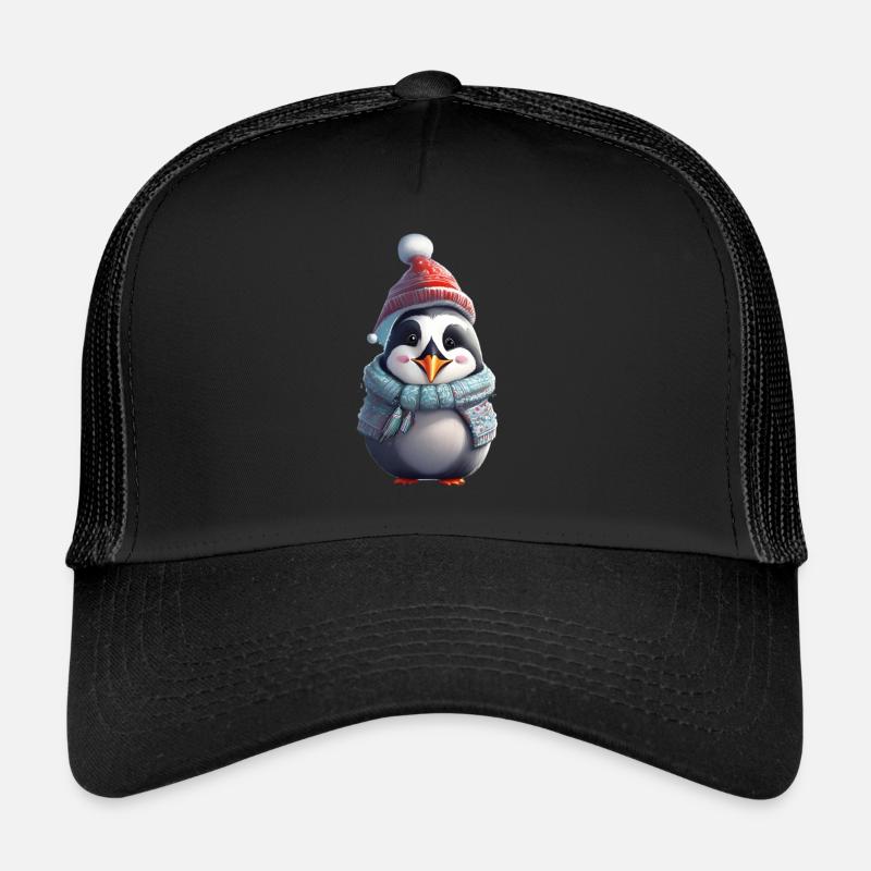 Festlicher Pinguin-Feiertag - Trucker Cap - Schwarz/Schwarz