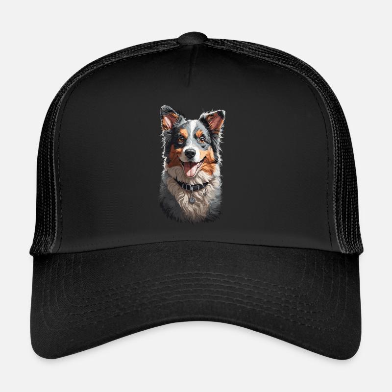 Liebevoller Australian Shepherd Hunde Design - Trucker Cap - Schwarz/Schwarz