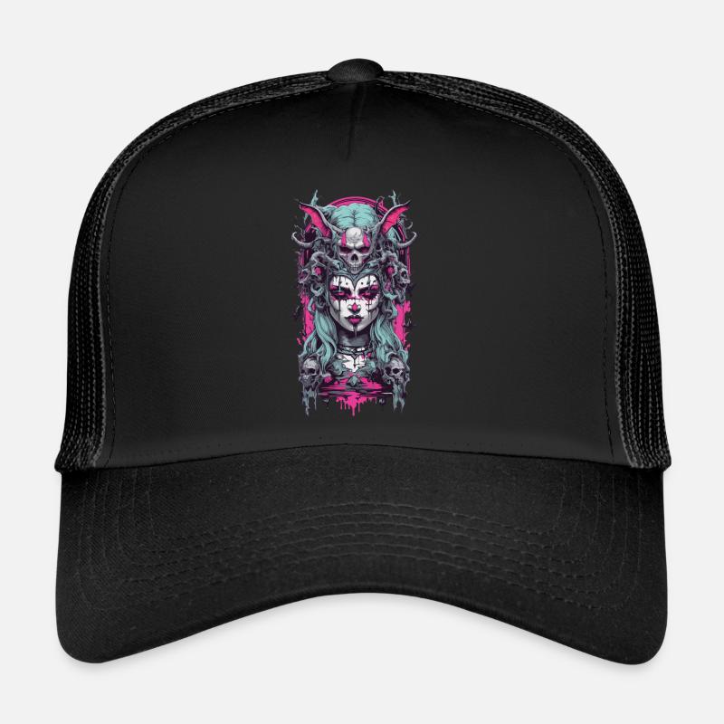 Gothic Witch Demon E-Girl Occult Magic Design Trucker Cap