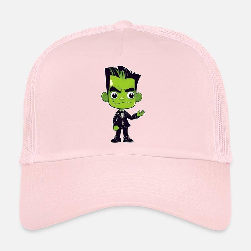 Mignon monstre vert dans un costume élégant Casquette trucker 