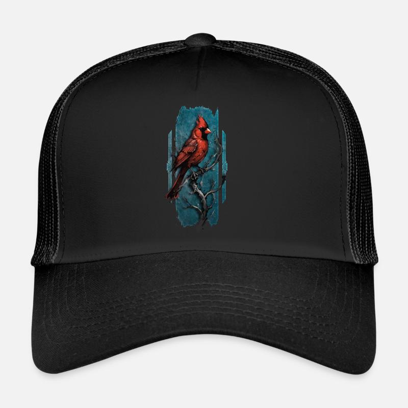 Northern Cardinal Perched on Branch Trucker Cap