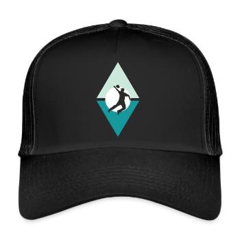 Cornhole Turnier Spiel - Trucker Cap - Schwarz/Schwarz - Vorne