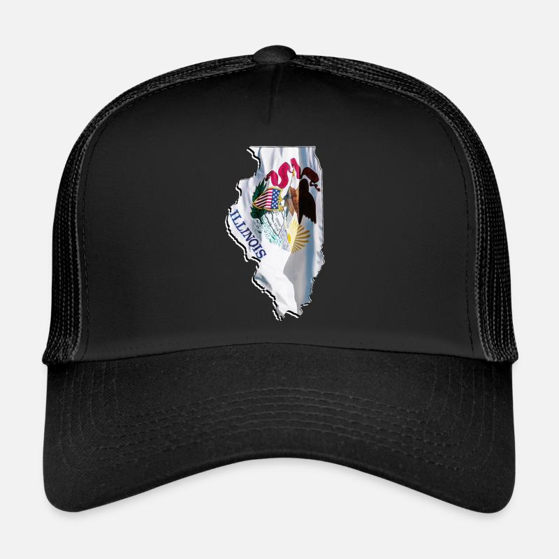 Illinois (États-Unis) | Drapeau réel | Carte des drapeaux Casquette trucker 