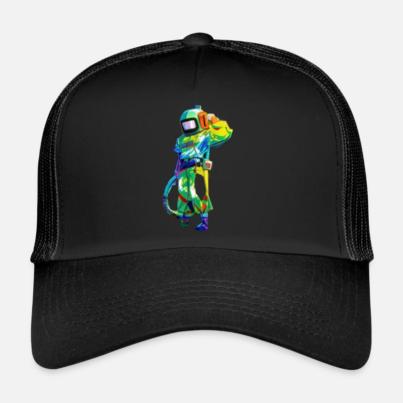 Bunter Astronaut - Trucker Cap - Schwarz/Schwarz