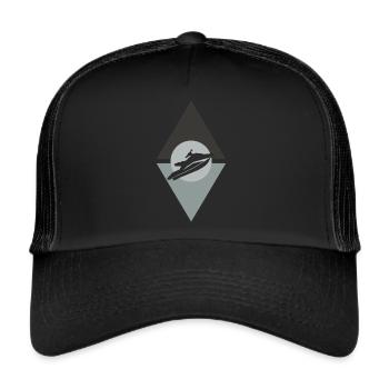 Jetski Boot Motorschlitten - Trucker Cap - Schwarz/Schwarz - Vorne