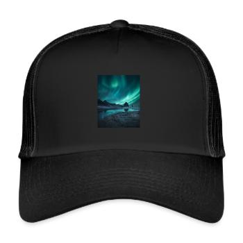 Northern lights | aurora borealis - Trucker Cap - Schwarz/Schwarz - Vorne