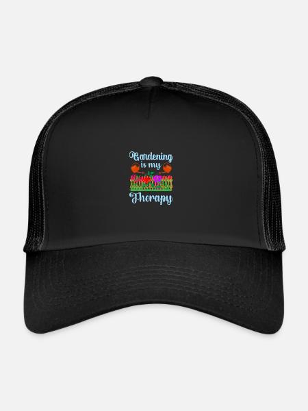 Funny quote Gardenner gardening is my The - Trucker Cap - black/black - Front