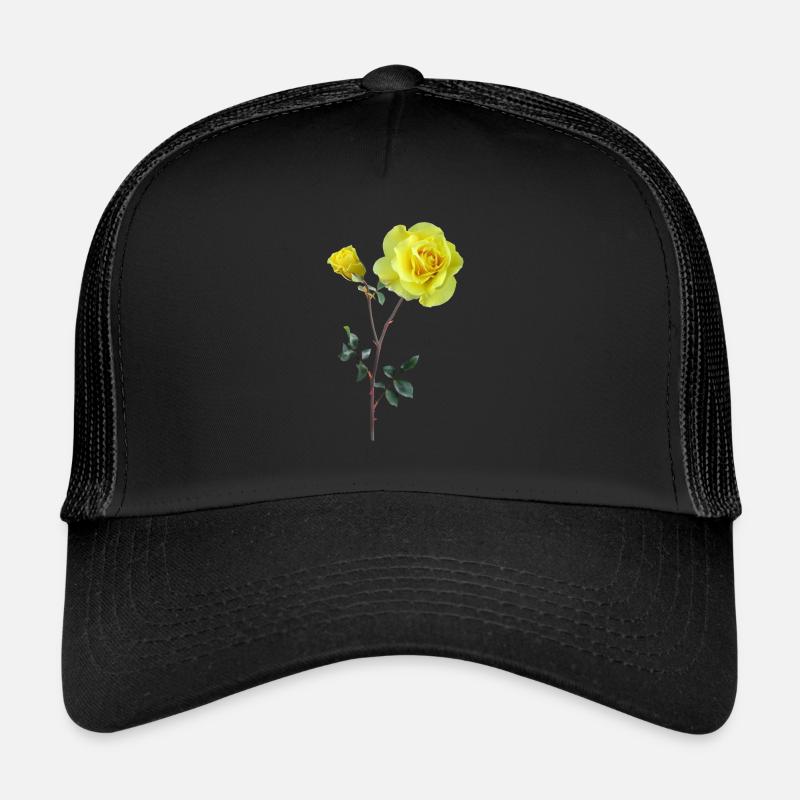 Gelbe Rosen - Trucker Cap - Schwarz/Schwarz