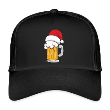 Beer Mug with Santa Claus Beanie Christmas - Trucker Cap - black/black - Front