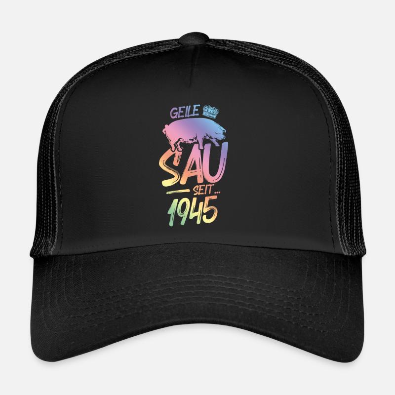 1945 Geile Sau - Trucker Cap - Schwarz/Schwarz