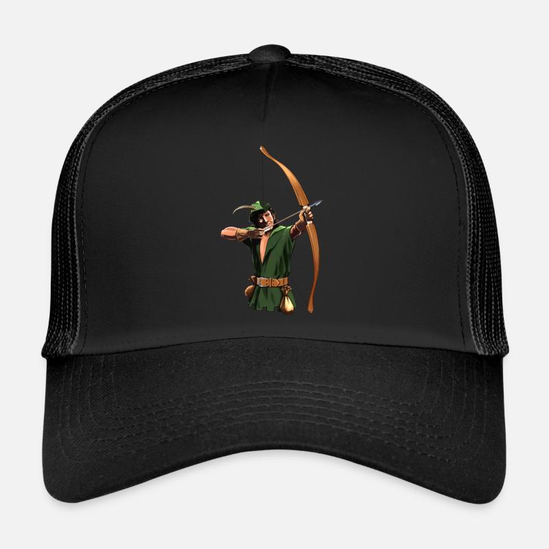 Robin Hood - Pfeil und Bogen - Geschenk - Trucker Cap - Schwarz/Schwarz