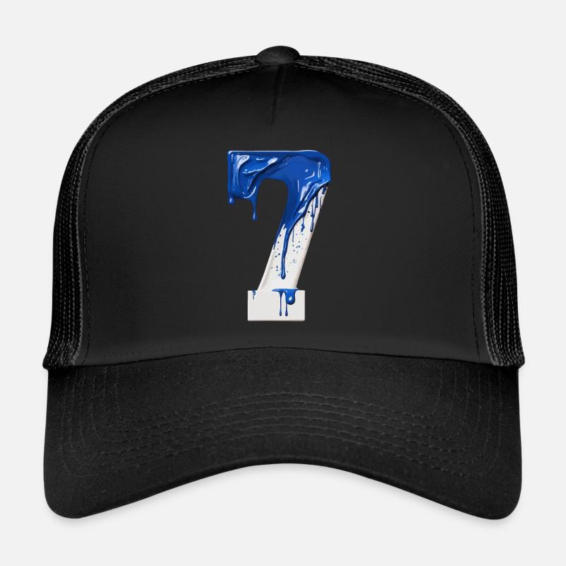 NR. 7 NUMMER 7 BLAU WEIß 7. GEBURTSTAG - Trucker Cap - Schwarz/Schwarz
