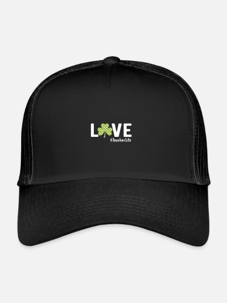 Amour Professeur Drôle Citation Vie Shamrock St. Pat - Casquette trucker  - noir/noir - Devant