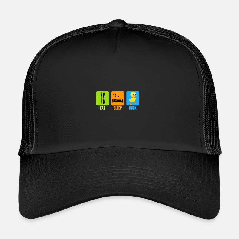 Ente Duck Eat Sleep Geschenk - Trucker Cap - Schwarz/Schwarz