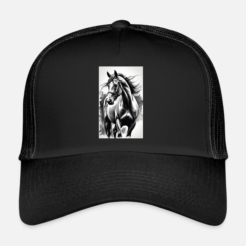 Pferd | reiten | Tier | Reittier | Bunt - Trucker Cap - Schwarz/Schwarz