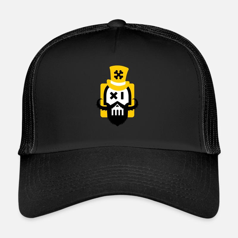 Bearded skull yellow - Trucker Cap - black/black